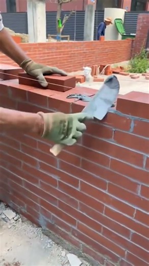 🧱🔨 Bricklaying with Mortar for Clean Wall Construction