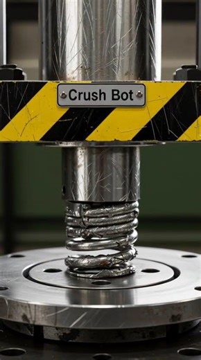 ⚡ Steel Spring COLLAPSES Under Hydraulic Press | Crush Bot Extreme Macro