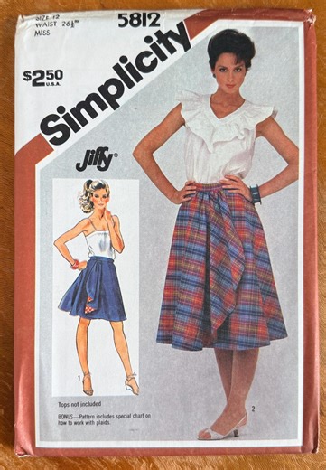 Vintage 80s Women's Front-wrap Reversible Skirt Sewing Pattern - Simplicity 5812 FF (waist 26.5") - Etsy