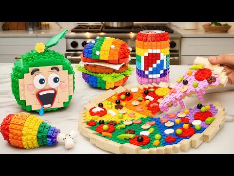 LEGO Prison Life - Rainbow Food - How to Make Cocomelon Mukbang | Stop Motion Cooking ASMR