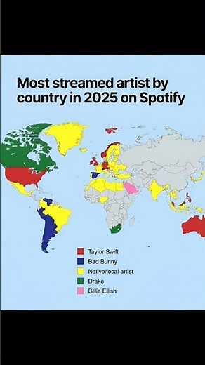 Most Streamed Artist by Country in 2025 🎵🌎