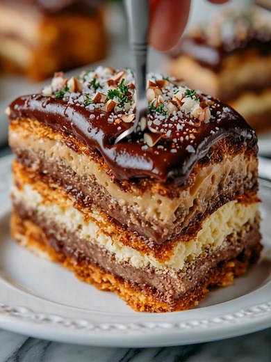 Classic Opera Cake Hook: A luxurious French dessert featuring layers of almond sponge soaked in coffee syrup, silky coffee buttercream, and rich chocolate ganache — pure elegance in every bite. Yield: 10–12 slices Temp: 350°F (175°C) Time: 1 hour 15 minutes (plus chilling time) Key Ingredients First: 6 large eggs ................................. Full Recipe in First Cօʍʍеոτ 👇 | TastyBeam