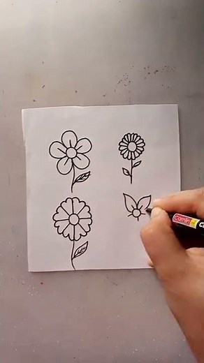 How to draw flower/ different types of flowers/Easy flower drawing Ideas🌼 #viral #drawing