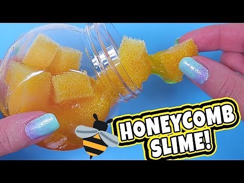 DIY HONEYCOMB SLIME! 🐝🍯 How to make honey slime | Crunchy sponge slime asmr