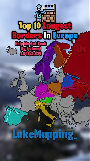 Top 10 Longest Borders In Europe 🇪🇺🛂 #geography #country #countryballs #europe #mapping #geographymapping #history #maps #war #ww2 #map