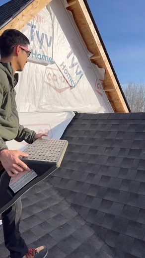 I jumped on the Pitchhopper sample display in the store, this time I’m jumping on it on a real roof with a 12/12 slope. Do not try this at home, the instructions clearly say to be harnessed at all times while using it. I was on my friend’s roof helping him with his project and ended up lending my Pitchhopper to him since it was so handy. If you haven’t seen these, they are worth it. I know many roofers use couch cushions, but a couch cushion doesn’t give you that extra reach which was the advant
