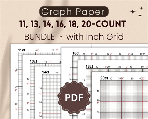 Graph Paper Bundle for Cross-stitch With Inch Grid PDF (11 13 14 16 18 20-ct) - Etsy