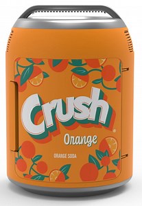 Crush Portable 6-Can Mini Personal Fridge Cooler, Beverage Shaped, Orange