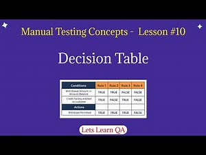 Lesson 10 - Manual Testing Concepts - What is Decision Table in Software Testing