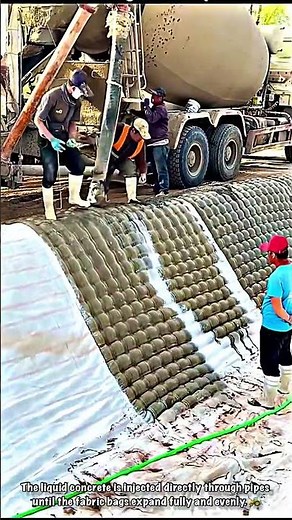 Slope Reinforcement: Concrete Casting Technique with Geotextile Formwork