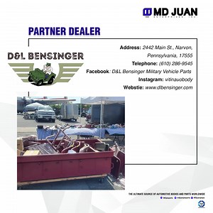 If you’re a jeeper from Pennsylvania, looking for military jeep parts, pay D&L Bensinger a visit! They have various lines of body kits, panels, mechanical, and electrical parts. Check them out with these details. D&L Bensinger Military Vehicle Parts https://www.dlbensinger.com Interested in being an international MD Juan dealer? Email us at sales@mdjuan.com. #DandLBensinger #MilitaryJeep #Jeep | MD Juan