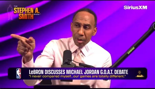 Stephen A Smith says LeBron plays the victim role in the GOAT debate:“He walks around with animosity and disgust because debates he sparked, actually happen. Then he wants to play innocent. Did we ask him to wear number 23 like MJ? Did we ask him to call himself King James? Did we not watch him after he won the finals in CLE after trailing 3-1, did he not call himself the goat in the immediate aftermath of that?”(Via @stephenasmith)