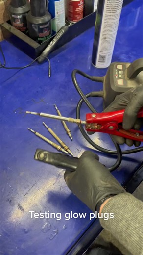 Bench testing a set of glow plugs • • • #fyp #mechanic #diesel #cars #trucks #glowplugs #coldstart