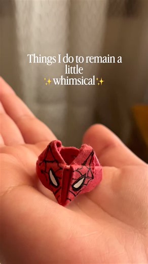 Ayesha on Instagram: "would you want a tutorial or something idk let me know hehe [fyp, explore, trial, origami, spiderman, marvel, paper ring, craft]"