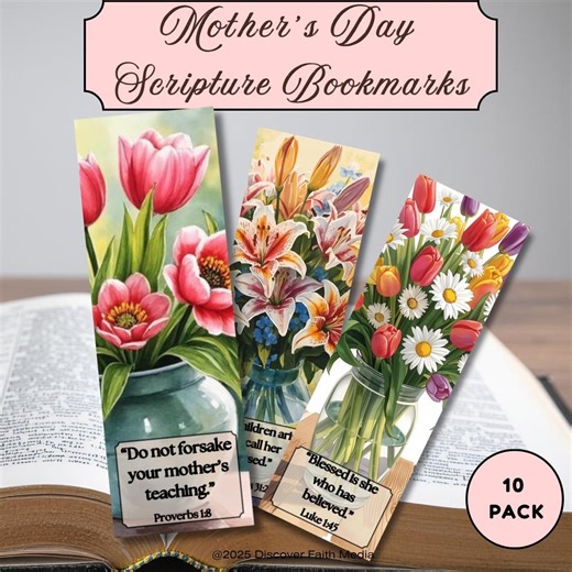 Mother’s Day Scripture Bookmarks Set of 10 | Christian Floral Bookmarks | Bible Verse Gift for Mom | Printable Faith Bookmark Bundle - Etsy