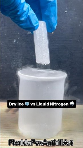 Dry Ice 🧊 vs Liquid Nitrogen 🌧️ #Satisfying #Experiment #ASMR #DryIce #LiquidNitrogen