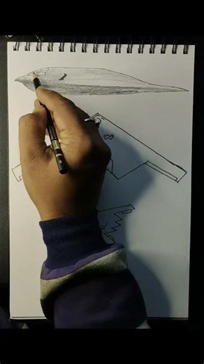 Drawing the B-2 Stealth Bomber with a Pencil ✏️ | Military Art #Shorts