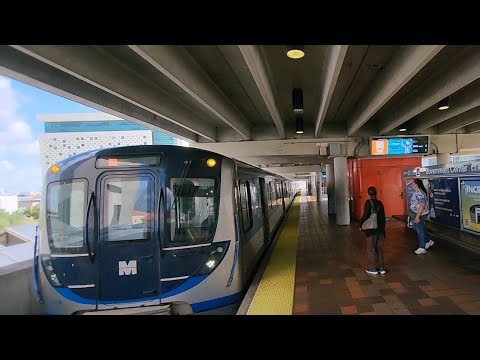 Miami Metrorail Southbound Orange Line train ride from Government Center to Dadeland North Station.