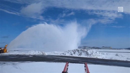 Snowplow clears airport runway in Newfoundland