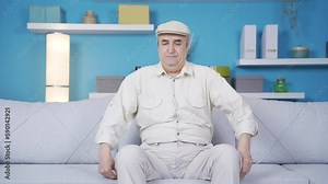 The grieving old man is very sad and depressed. Old age problems, living alone, health problems upset the old man.