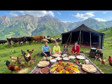 Iran Nomadic Life Mix : Baking Bread, Milking Cows & Cooking Chicken Biryani