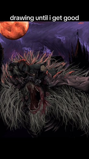 first Bloodborne painting. still not at the level i wanna be at #bloodborne #thehunter #clericbeast #fromsoftware #painting #drawing #soulsborne #eldenring #timelapse #progress