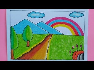 Cara Menggambar Pemandangan Alam Pelangi