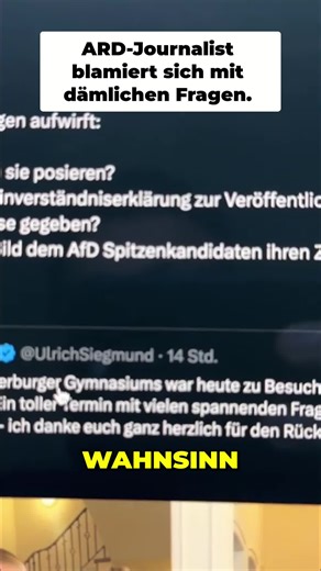 ARD-Journalist vs. Realität: Lächerliche Fragen zu einem normalen Schülerbesuch bei Ulrich Sigmund. Währenddessen erklärt ein CDU-Kandidat den Treibhauseffekt falsch. #ARD #Journalismus #Politik #AfD #SachsenAnhalt