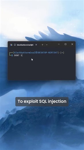 black bat terminal | cybersecurity on Instagram: "sql injection pt5 (database types & versions) #cybersecurity #informationtechnology #linux #sqlinjection"