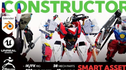轻松制作角色机甲高达！看这个blender插件！虚幻引擎可用！Mech Constructor