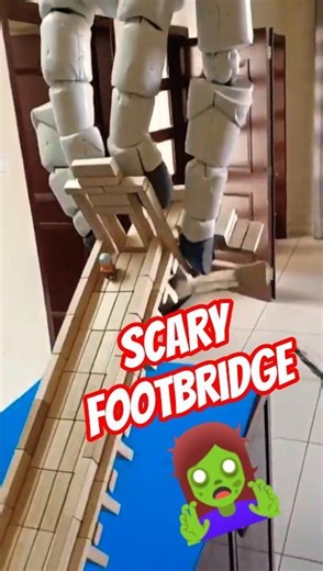 Robot Attack on Scary Footbridge #shorts #trending #jenga #diy #youtube #footbridge #bhoot #robot
