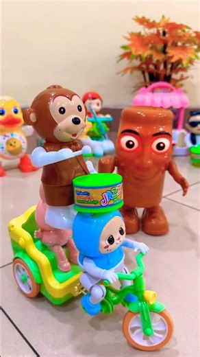 The blue rabbit rides a bicycle around with Onnet 🎉🥳