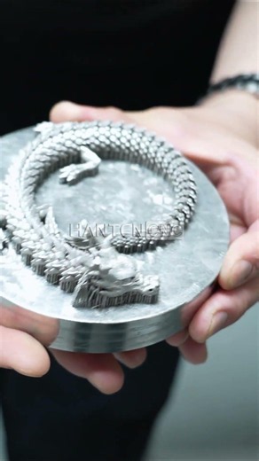 Printing 3D metal models! A stunning demonstration of HANTENCNC 3D laser printing 🐉 #shorts