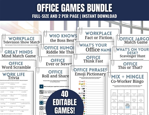 Office Party Games MEGA Bundle: 40 Team Building Games, Activities and Icebreakers (digital Download) - Etsy