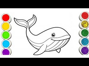 How To Draw cute whale | Whale Drawing, Painting & Coloring For Kids and Toddlers_ Child Art 🐋🌈🎨