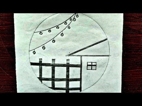 Easy circle scenery drawing || Circle drawing for beginners || Pencil drawing in circle step by step