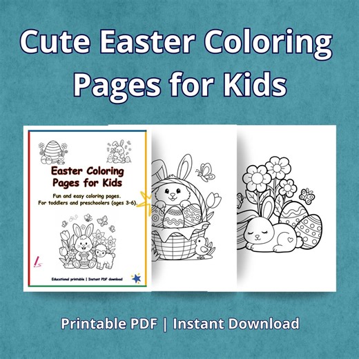 Easter Coloring Pages for Kids Printable PDF, Easter Activity Book, Bunny Coloring Book, Preschool Spring Worksheets, Instant Download - Etsy