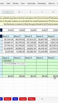 MS 365 Excel Basics #3.5: Spill Rectangle Range of Weekly Commission Paid Amounts: #Short EMT 34