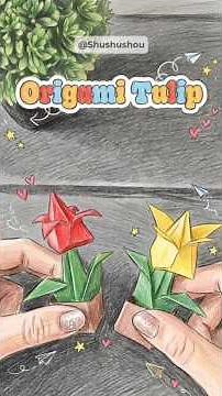 Easy Origami Tulip 🌷 Beautiful Paper Flower Craft for Kids #shorts