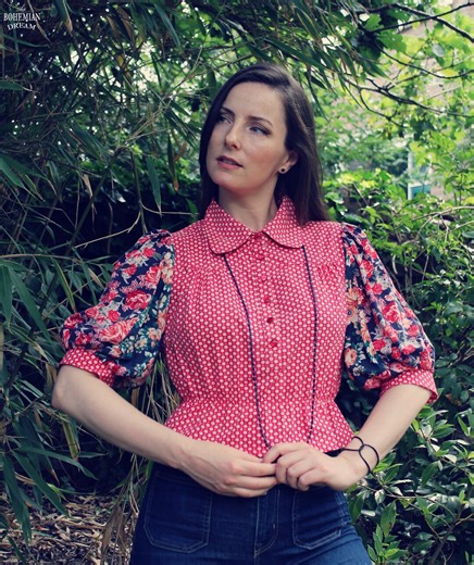 Reworked Edwardian Blouse: Upcycled Patchwork Cotton Top, Fits XS-M - Etsy