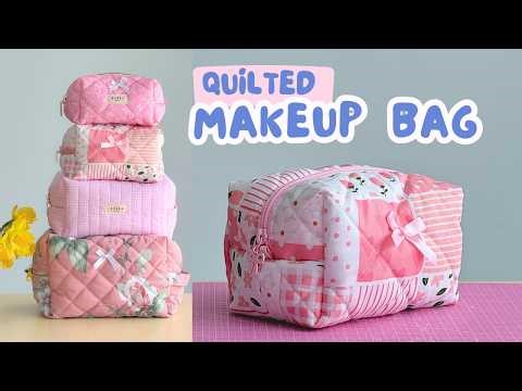 Quilted Makeup Bag Tutorial ✂️ Beginner Friendly DIY + 4 Sizes PATTERN