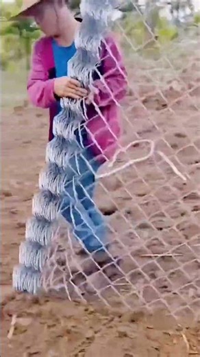 cool technique of installing wire netting for gardens #shorts