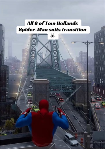 All of Tom’s Spider-Man suits transition in less than 1 minute 🕷️✌️ #spiderman #tomholland #spidermanedit #spidermanbrandnewday #spidermangame