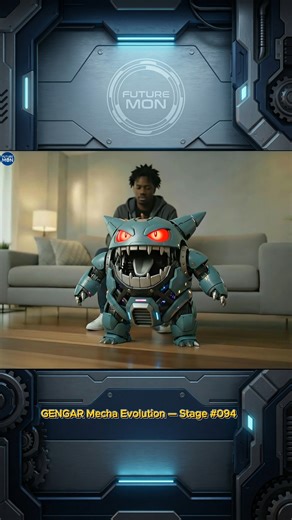 FutureMon Studio on Instagram: "⚙️ Gastly → Gengar MECHA Evolution (Full Transformation) The full mechanical evolution of Gastly transforming into Haunter and finally into Gengar, including a Mega Gengar form. A fan-made robotic reimagining of the iconic ghost / poison-type evolution line with sinister mechanical armor, layered alloy plating, concealed actuators, internal energy cores, and industrial-scale engineering-style transformations. More Mecha Pokémon evolutions coming soon! 👻⚙️ #pokemo