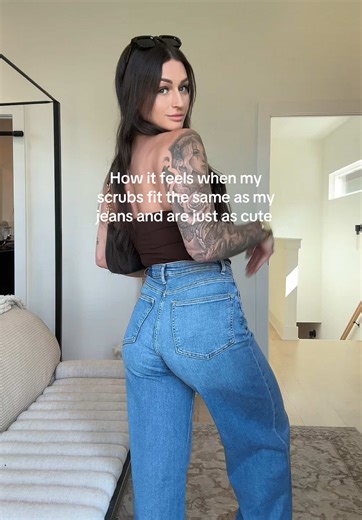 The only jeans I’ve ever not had to try on before buying 🥹🤩 get your first set of scrubs for $15 or your first pair of jeans for $29 when you become a @fabletics scrubs VIP 💓 #FableticsPartner #Fabletics #scrubs #jeans #likeaglove