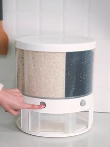 Rice Containers Large Food Storage Containers 22lbs Rotating Grain Dispenser kitchen rice storage box, Rice, soybean, kitchen grain storage, White