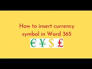 How to insert currency symbol in Word 365