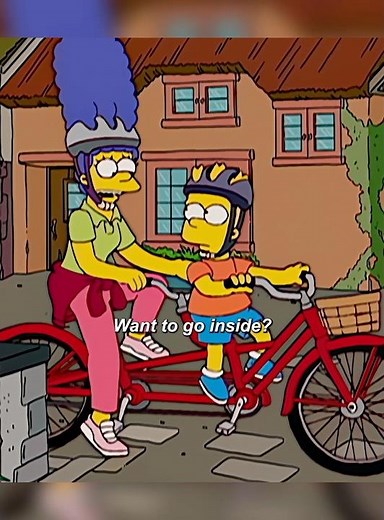 Bart rode the tandem bike with his mom, and they finished with tea.