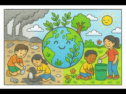 Save Earth| Our Planet, Our Responsibility| Colorful Drawing Idea | Pencil Sketch| Contest #pinkapaw