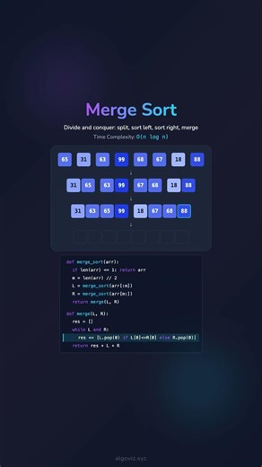 💙 Merge Sort Sorting 8 Shades of Blue – Explained Visually